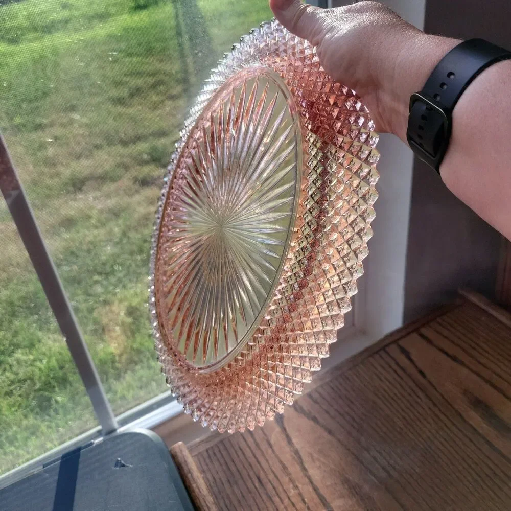 VTG Anchor Hocking Miss America Pink Depression Glass Serving Platter 12